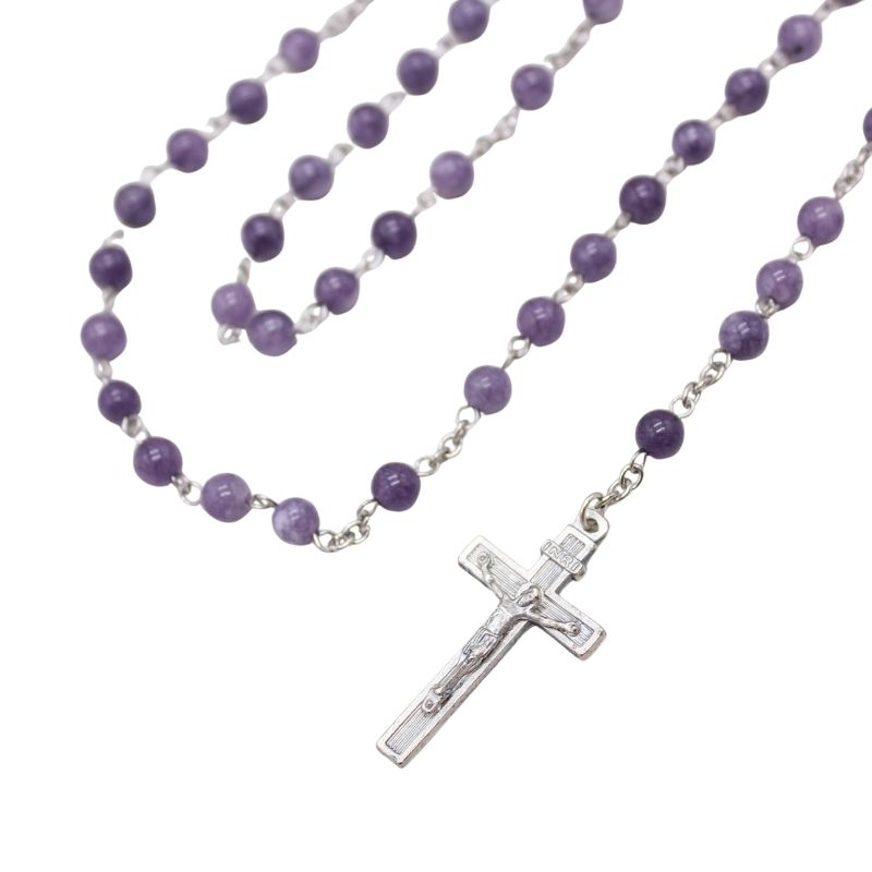 Purple Aquamarine 6mm Stone Beads Rosary (Personalisation Available)