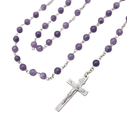 Purple Aquamarine 6mm Stone Beads Rosary (Personalisation Available)