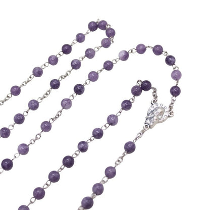 Purple Aquamarine 6mm Stone Beads Rosary (Personalisation Available)