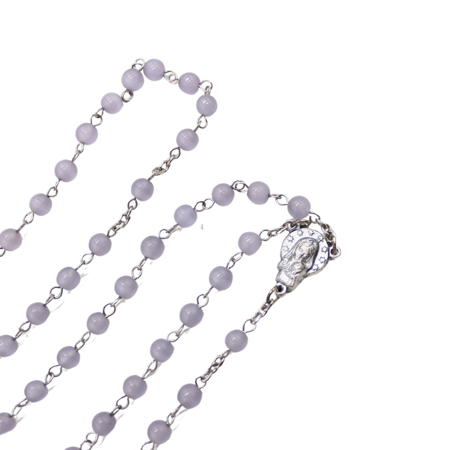 Purple Cat's Eye 6mm Stone Beads Rosary (Personalisation Available)