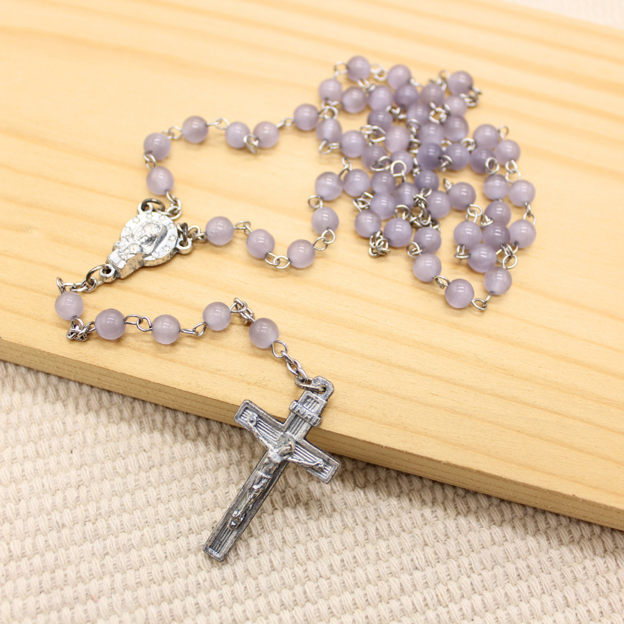 Purple Cat's Eye 6mm Stone Beads Rosary (Personalisation Available)