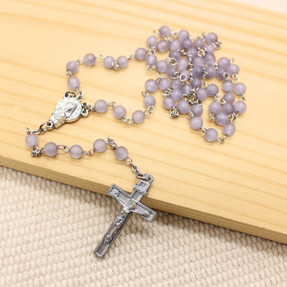 Purple Cat's Eye 6mm Stone Beads Rosary (Personalisation Available)