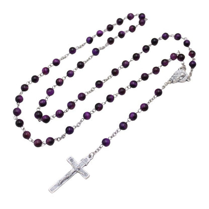 Purple Tiger's Eye 6mm Stone Beads Rosary (Personalisation Available)
