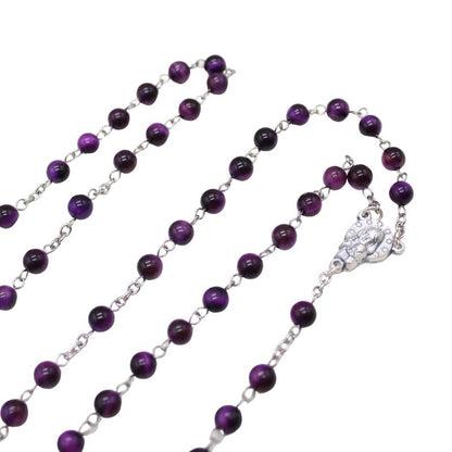 Purple Tiger's Eye 6mm Stone Beads Rosary (Personalisation Available)