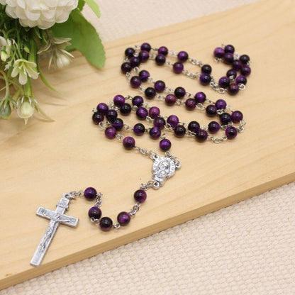 Purple Tiger's Eye 6mm Stone Beads Rosary (Personalisation Available)