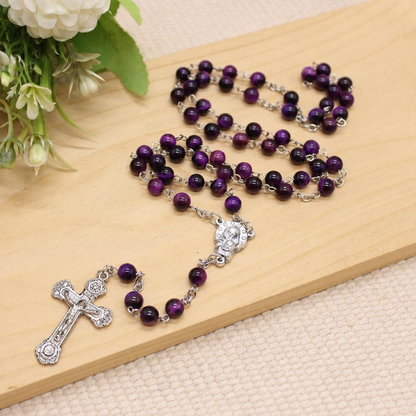 Purple Tiger's Eye 6mm Stone Beads Rosary (Personalisation Available)