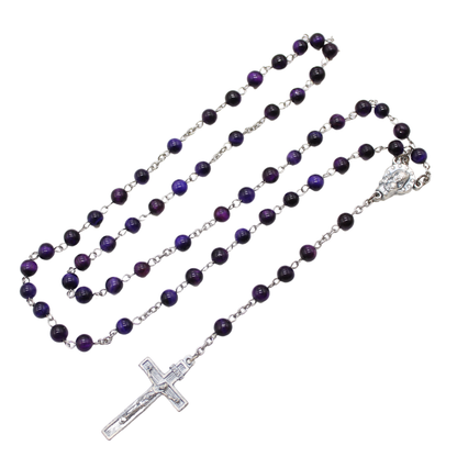 Purple Tiger's Eye 6mm Stone Beads Rosary (Personalisation Available)