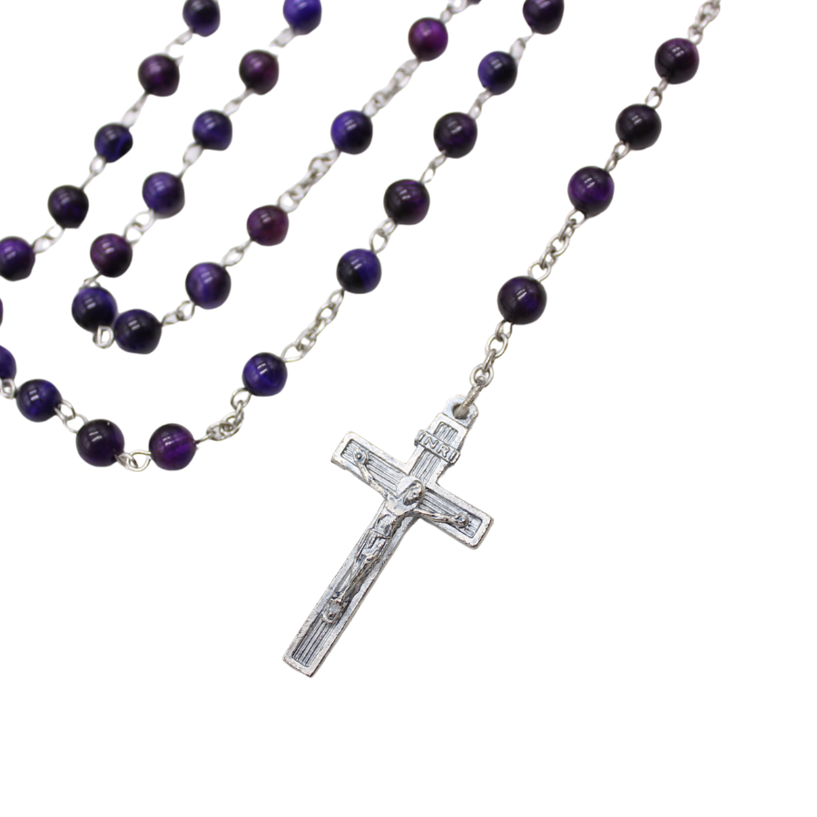 Purple Tiger's Eye 6mm Stone Beads Rosary (Personalisation Available)