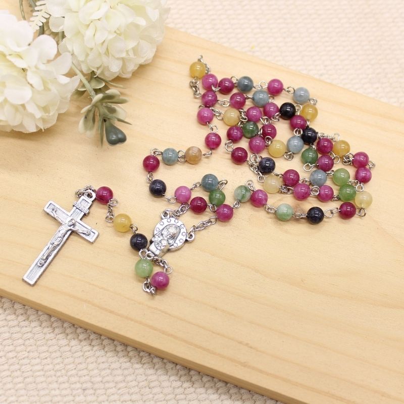 Rainbow Tourmaline 6mm Stone Beads Rosary (Personalisation Available)