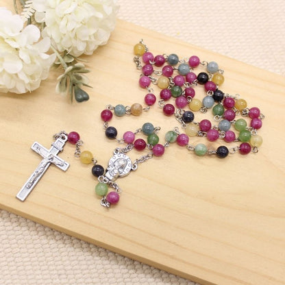 Rainbow Tourmaline 6mm Stone Beads Rosary (Personalisation Available)