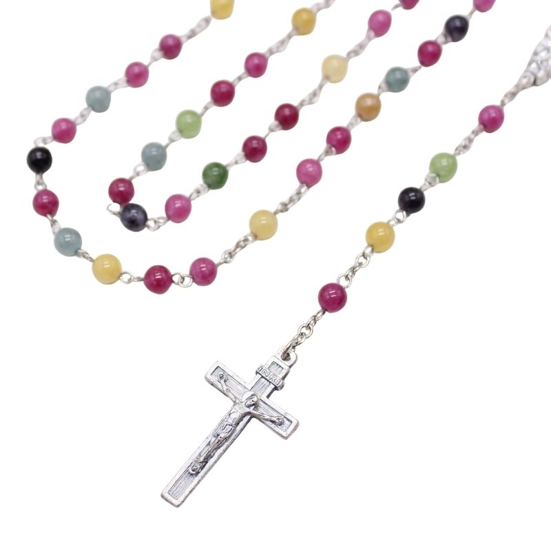 Rainbow Tourmaline 6mm Stone Beads Rosary (Personalisation Available)