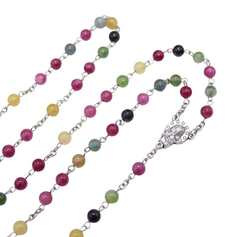 Rainbow Tourmaline 6mm Stone Beads Rosary (Personalisation Available)
