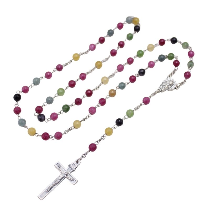 Rainbow Tourmaline 6mm Stone Beads Rosary (Personalisation Available)