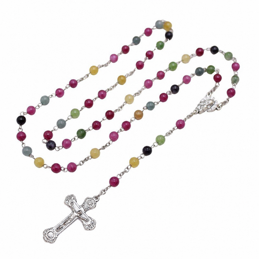 Rainbow Tourmaline 6mm Stone Beads Rosary (Personalisation Available)