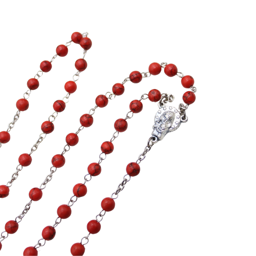 Red Turquoise 6mm Stone Beads Rosary (Personalisation Available)
