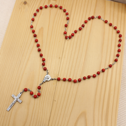 Red Turquoise 6mm Stone Beads Rosary (Personalisation Available)