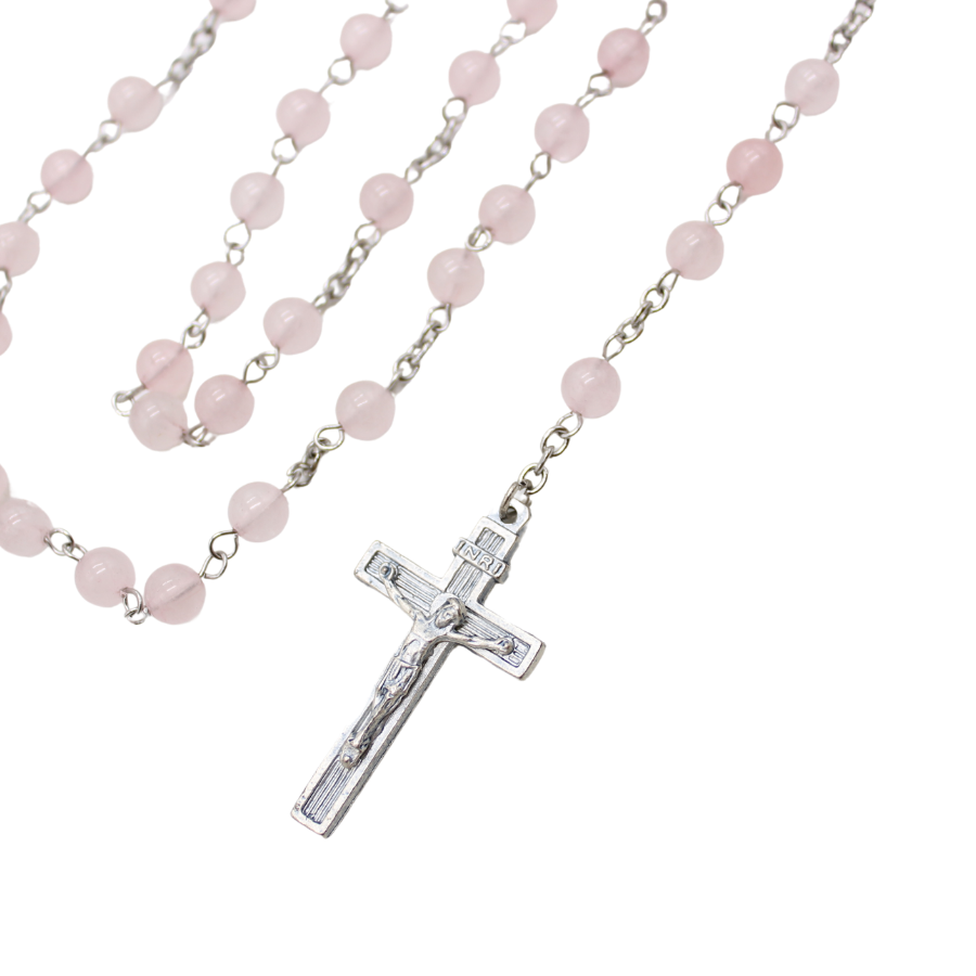 Rose Quartz 6mm Stone Beads Rosary (Personalisation Available)