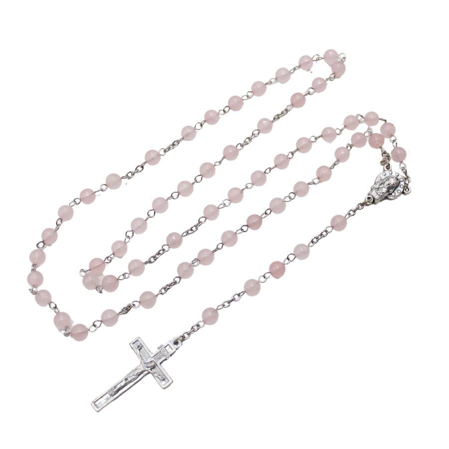 Rose Quartz 6mm Stone Beads Rosary (Personalisation Available)