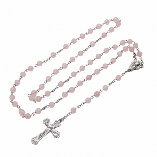 Rose Quartz 6mm Stone Beads Rosary (Personalisation Available)
