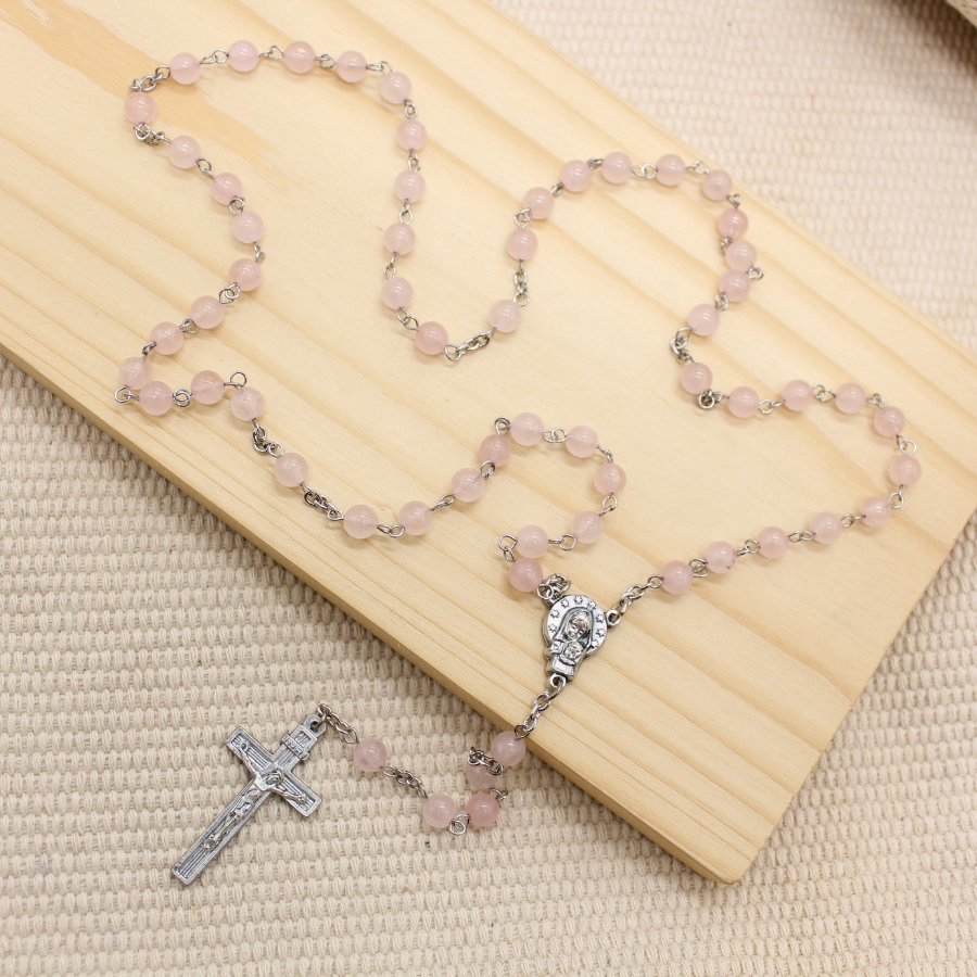 Rose Quartz 6mm Stone Beads Rosary (Personalisation Available)