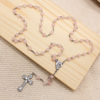Rose Quartz 6mm Stone Beads Rosary (Personalisation Available)