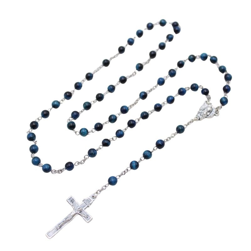 Royal Blue Tiger's Eye 6mm Stone Beads Rosary (Personalisation Available)