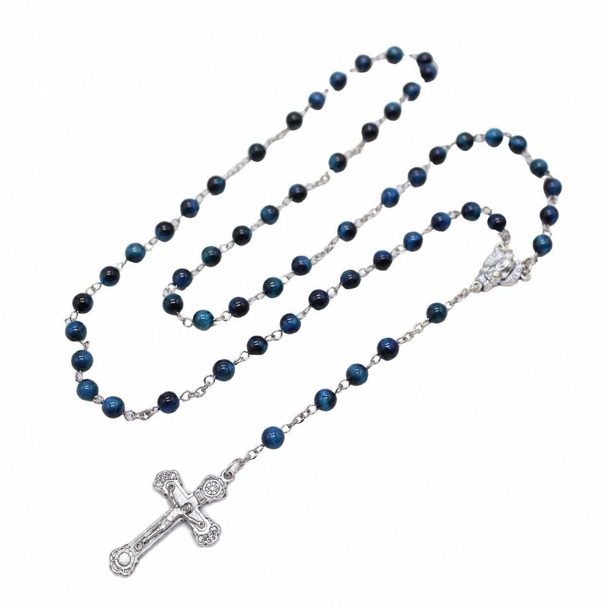Royal Blue Tiger's Eye 6mm Stone Beads Rosary (Personalisation Available)