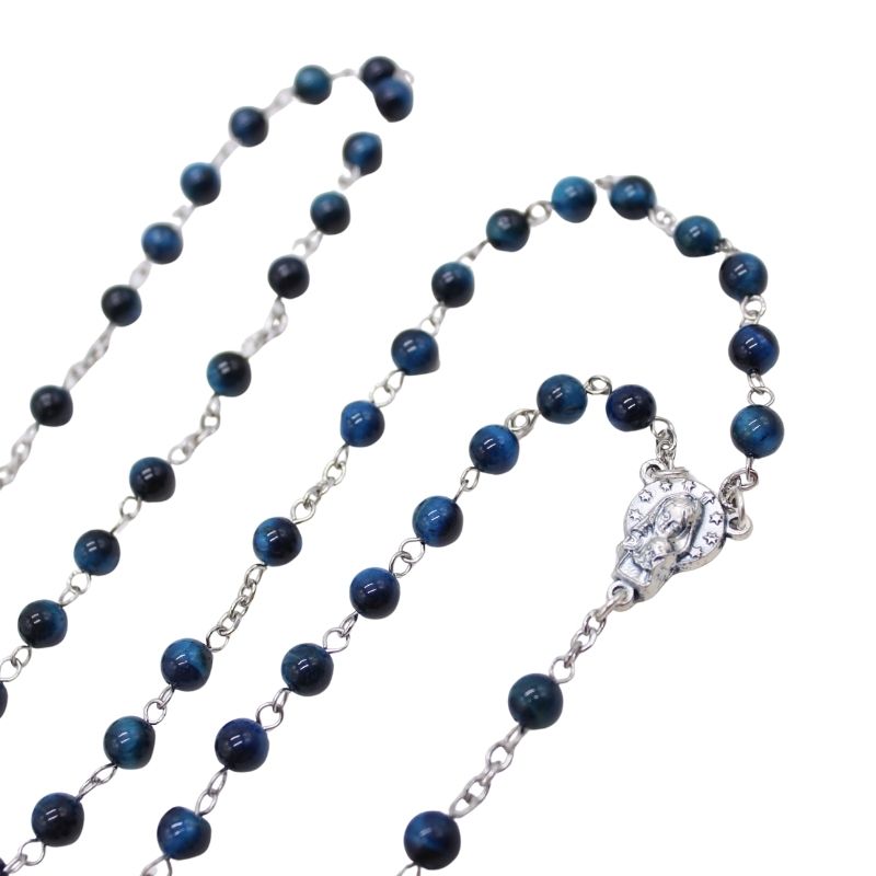 Royal Blue Tiger's Eye 6mm Stone Beads Rosary (Personalisation Available)