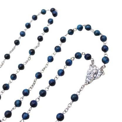 Royal Blue Tiger's Eye 6mm Stone Beads Rosary (Personalisation Available)