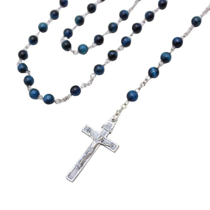 Royal Blue Tiger's Eye 6mm Stone Beads Rosary (Personalisation Available)