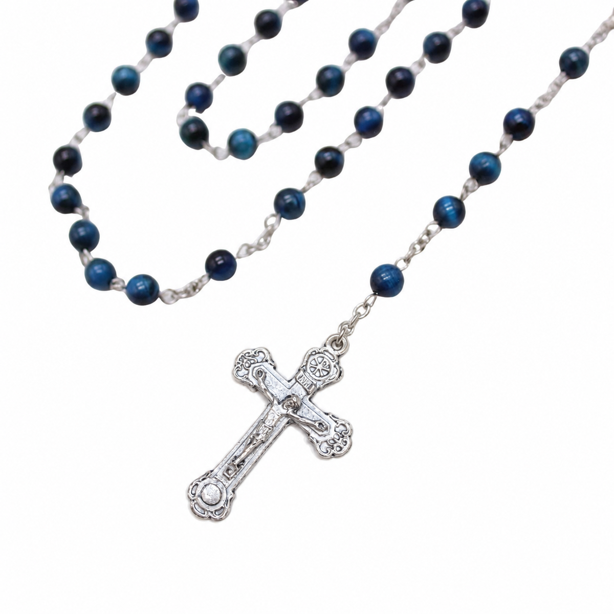 Royal Blue Tiger's Eye 6mm Stone Beads Rosary (Personalisation Available)
