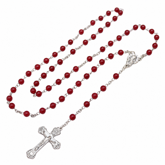 Ruby Red Chalcedony 6mm Stone Beads Rosary (Personalisation Available)