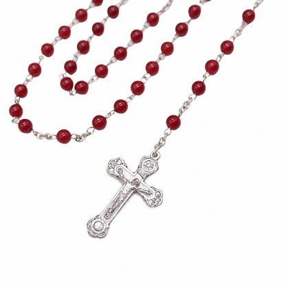 Ruby Red Chalcedony 6mm Stone Beads Rosary (Personalisation Available)