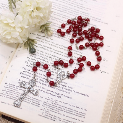 Ruby Red Chalcedony 6mm Stone Beads Rosary (Personalisation Available)