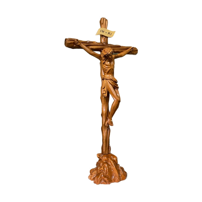 Wood Carved table cross - 62cm