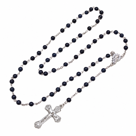 Sapphire Chalcedony 6mm Stone Beads Rosary (Personalisation Available)