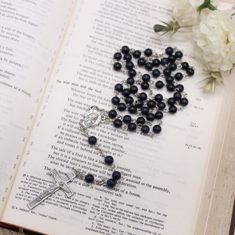 Sapphire Chalcedony 6mm Stone Beads Rosary (Personalisation Available)