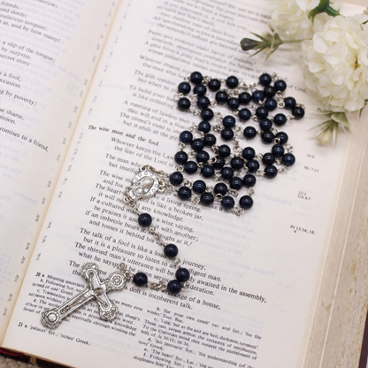 Sapphire Chalcedony 6mm Stone Beads Rosary (Personalisation Available)
