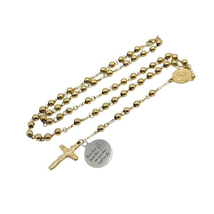 Stainless Steel 6mm Beads Rosary - Gold plated (Personalisation Available)