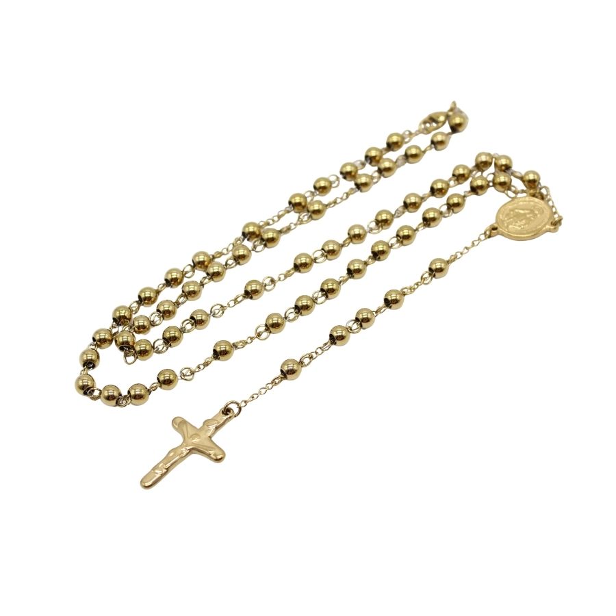 Stainless Steel 6mm Beads Rosary - Gold plated (Personalisation Available)