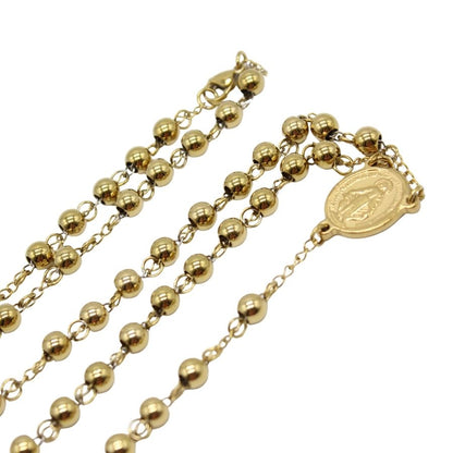 Stainless Steel 6mm Beads Rosary - Gold plated (Personalisation Available)