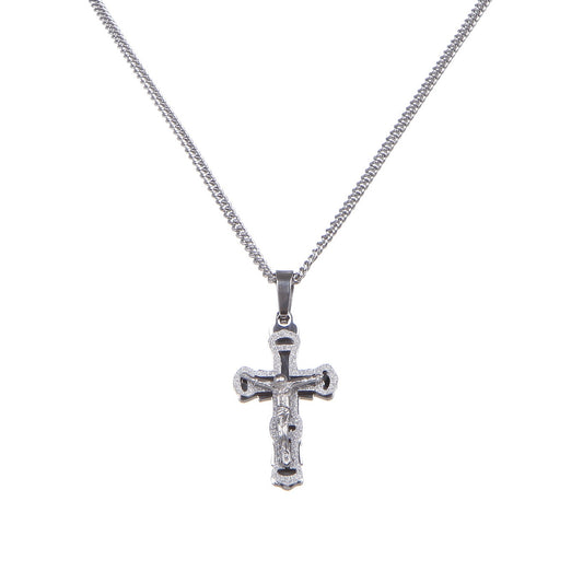 Stainless Steel Crucifix/Chain - Silver - Design C