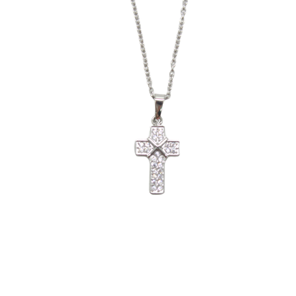 Stainless Steel Cubic Zirconia Diamante Cross /Chain 2cm