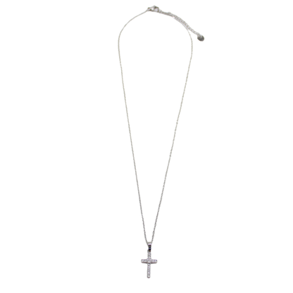 Stainless Steel Cubic Zirconia Diamante Cross /Chain 1.75cm