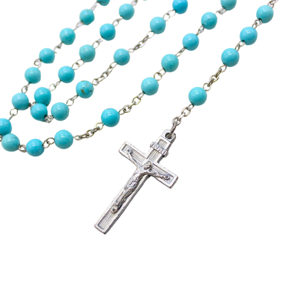 Turquoise 6mm Stone Beads Rosary (Personalisation Available)