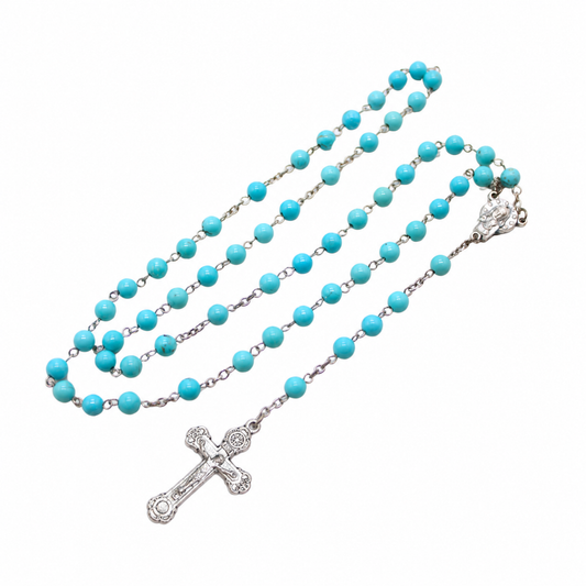 Turquoise 6mm Stone Beads Rosary (Personalisation Available)