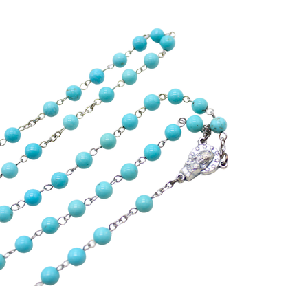 Turquoise 6mm Stone Beads Rosary (Personalisation Available)