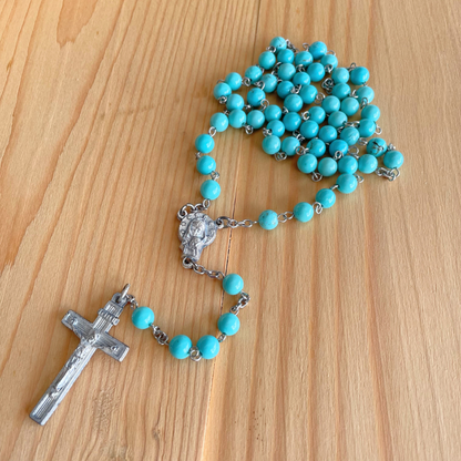 Turquoise 6mm Stone Beads Rosary (Personalisation Available)