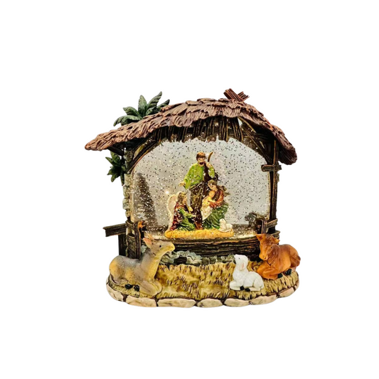 Christmas Nativity Scene Water Globe - Holy Family & Angel