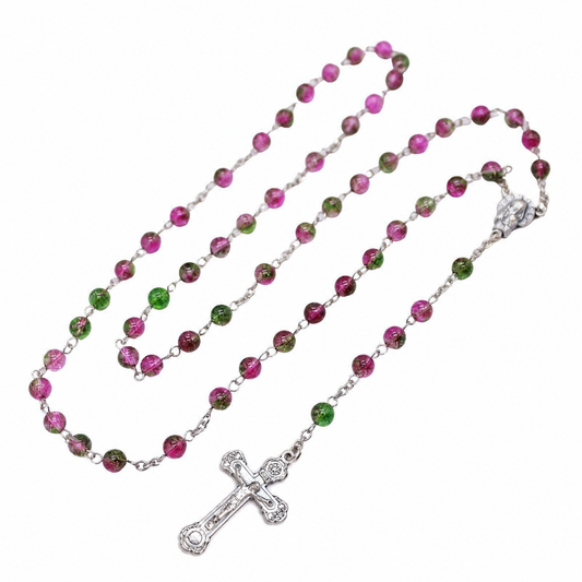 Watermelon Quartz 6mm Stone Beads Rosary (Personalisation Available)
